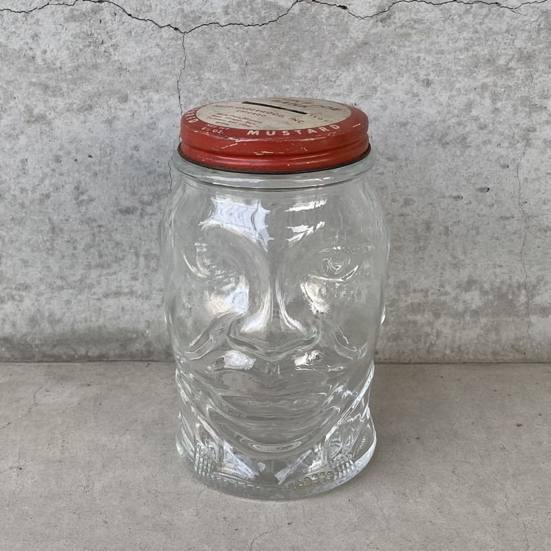 画像2: VINTAGE ANTIQUE LUCKY JOE BANK BOTTLE JAR ヴィンテージ アンティーク コインバンク 貯金箱 グラスジャー / コレクタブル 瓶 ボトル ガラス オブジェ アメリカ USA (3)