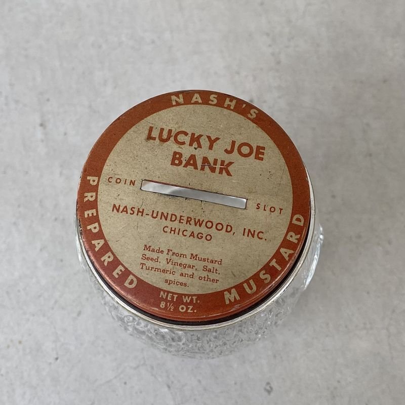 画像6: VINTAGE ANTIQUE LUCKY JOE BANK BOTTLE JAR ヴィンテージ アンティーク コインバンク 貯金箱 グラスジャー / コレクタブル 瓶 ボトル ガラス オブジェ アメリカ USA (1)