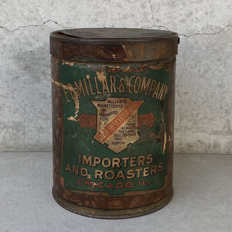 画像2: VINTAGE ANTIQUE MILLAR'S MAGNET COFFEE TIN CAN ヴィンテージ アンティーク コーヒー 缶 / コレクタブル 珈琲 企業物 小物入れ 雑貨 アメリカ USA