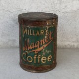 VINTAGE ANTIQUE MILLAR'S MAGNET COFFEE TIN CAN ヴィンテージ アンティーク コーヒー 缶 / コレクタブル 珈琲 企業物 小物入れ 雑貨 アメリカ USA