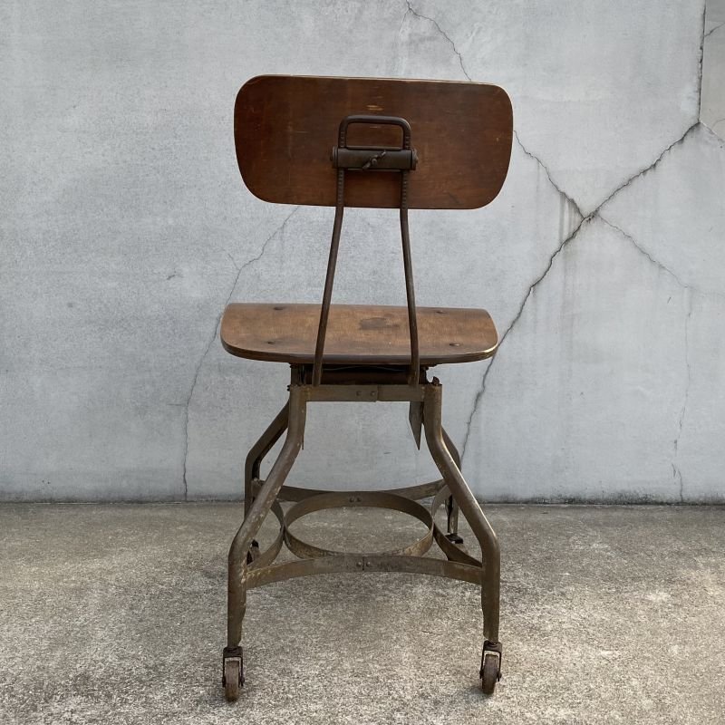 画像2: VINTAGE ANTIQUE TOLEDO CHAIR ヴィンテージ アンティーク トレド ドラフティングチェア 椅子 / インダストリアル ウッド アイアン 家具 木製 鉄 店舗 什器 アメリカ