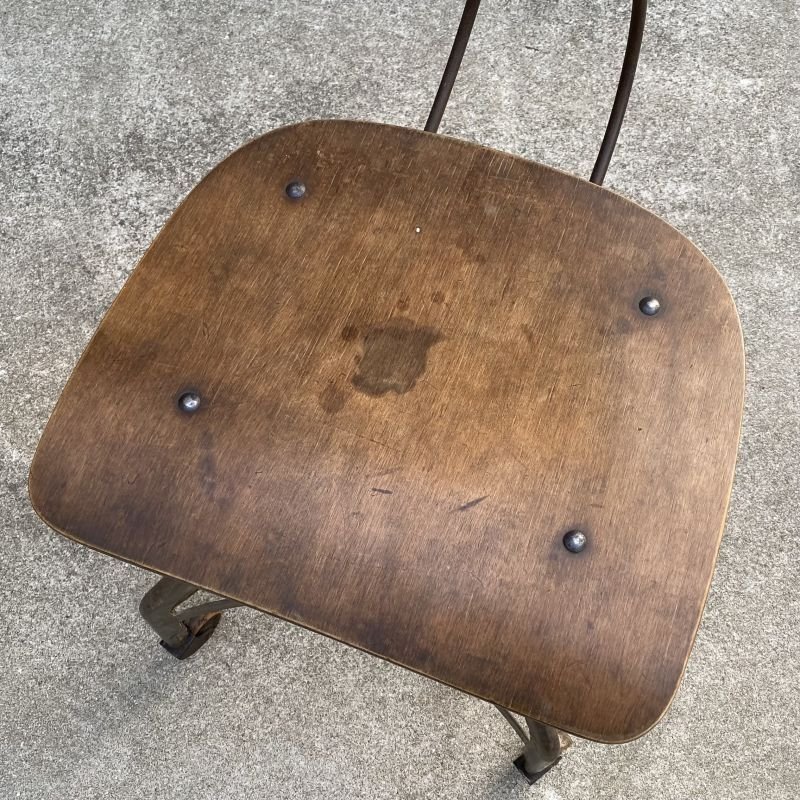 画像7: VINTAGE ANTIQUE TOLEDO CHAIR ヴィンテージ アンティーク トレド ドラフティングチェア 椅子 / インダストリアル ウッド アイアン 家具 木製 鉄 店舗 什器 UHL アメリカ