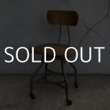 VINTAGE ANTIQUE TOLEDO CHAIR ヴィンテージ アンティーク トレド ドラフティングチェア 椅子 / インダストリアル ウッド アイアン 家具 木製 鉄 店舗 什器 UHL アメリカ