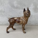 VINTAGE ANTIQUE BOSTON TERRIER DOOR STOPPER ヴィンテージ アンティーク ボストンテリア ドアストッパー / コレクタブル オブジェ キャストアイアン 鋳物 置物 犬 店舗什器 アメリカ (3)