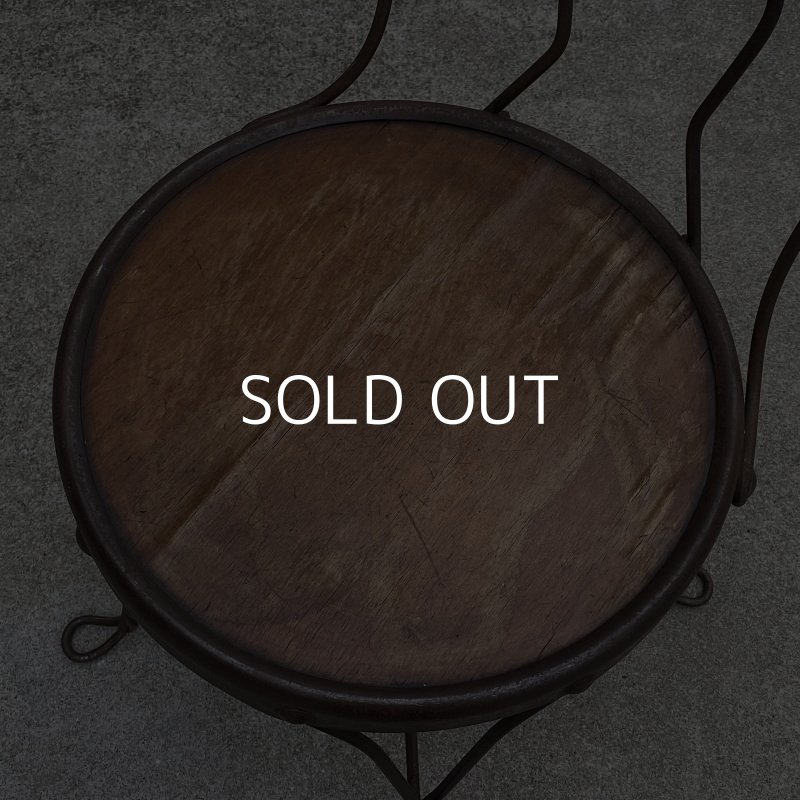 画像6: VINTAGE ANTIQUE ICE CREAM PARLOR CHAIR ヴィンテージ アンティーク アイスクリームパーラーチェア 椅子 / ウッド アイアン 木製 家具 店舗 什器 アメリカ USA (2)