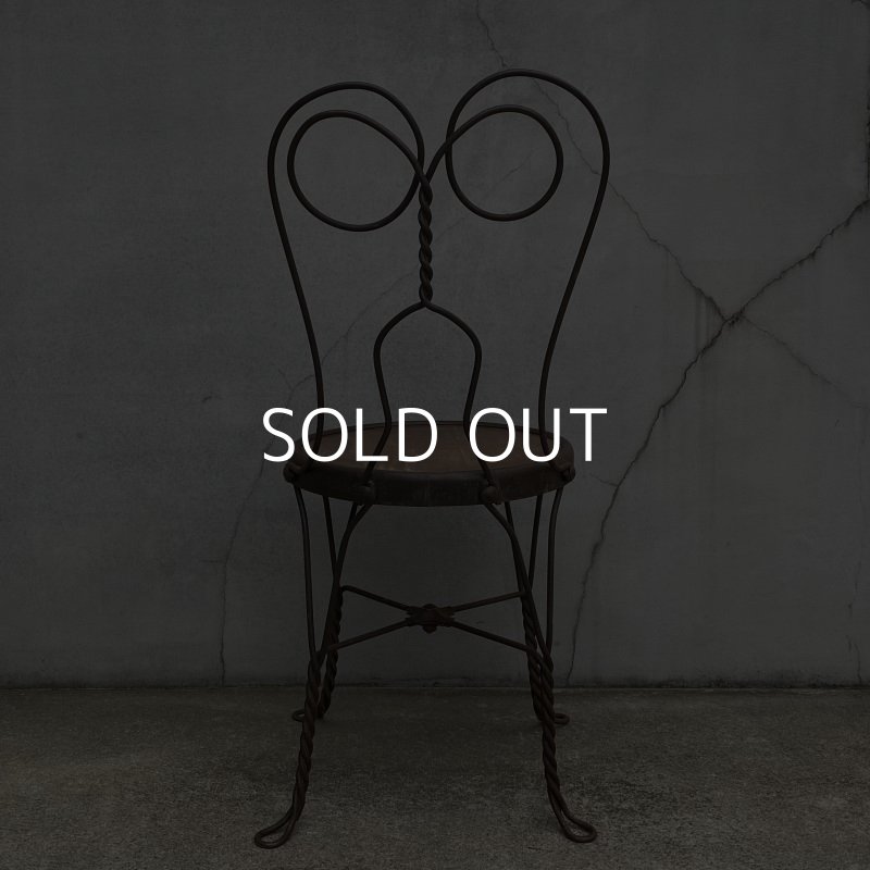 画像3: VINTAGE ANTIQUE ICE CREAM PARLOR CHAIR ヴィンテージ アンティーク アイスクリームパーラーチェア 椅子 / ウッド アイアン 木製 家具 店舗 什器 アメリカ USA (2)