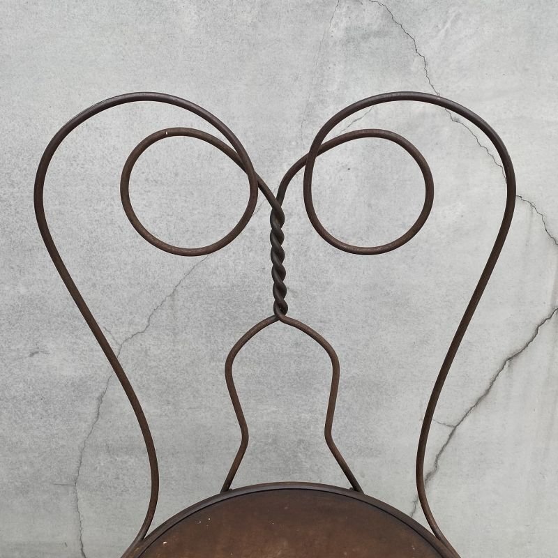 画像8: VINTAGE ANTIQUE ICE CREAM PARLOR CHAIR ヴィンテージ アンティーク アイスクリームパーラーチェア 椅子 / ウッド アイアン 木製 家具 店舗 什器 アメリカ USA (1)