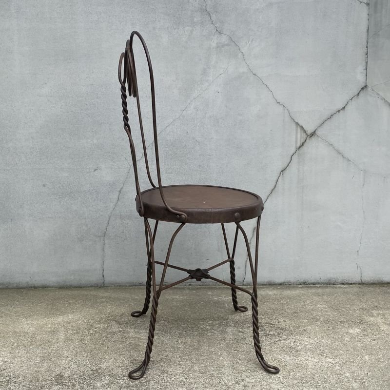 画像4: VINTAGE ANTIQUE ICE CREAM PARLOR CHAIR ヴィンテージ アンティーク アイスクリームパーラーチェア 椅子 / ウッド アイアン 木製 家具 店舗 什器 アメリカ USA (1)