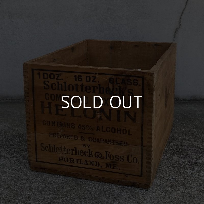 画像1: VINTAGE ANTIQUE WOOD CRATE WOODEN BOX HELONIN ヴィンテージ アンティーク ウッドボックス 木箱 / インダストリアル コレクタブル 収納 ケース ガレージ ガーデニング 店舗什器 アメリカ USA 