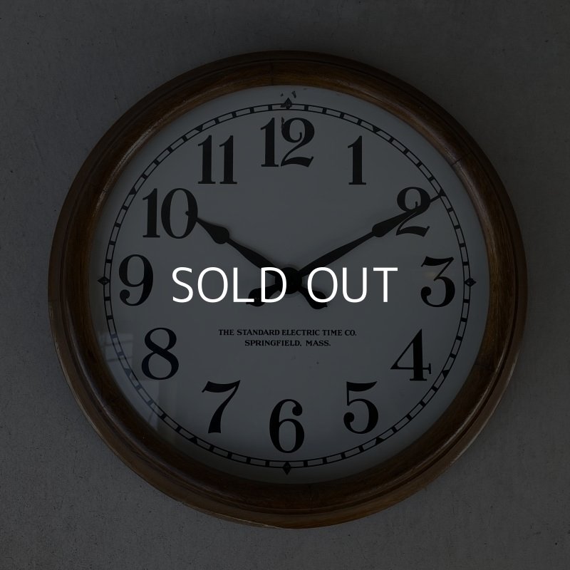 画像1: VINTAGE ANTIQUE WALL CLOCK THE STANDARD ELECTRIC TIME CO. ヴィンテージ アンティーク ウォールクロック 壁掛け時計 / インダストリアル スクールクロック 木製 ブラウン 茶色 店舗什器 アメリカ USA