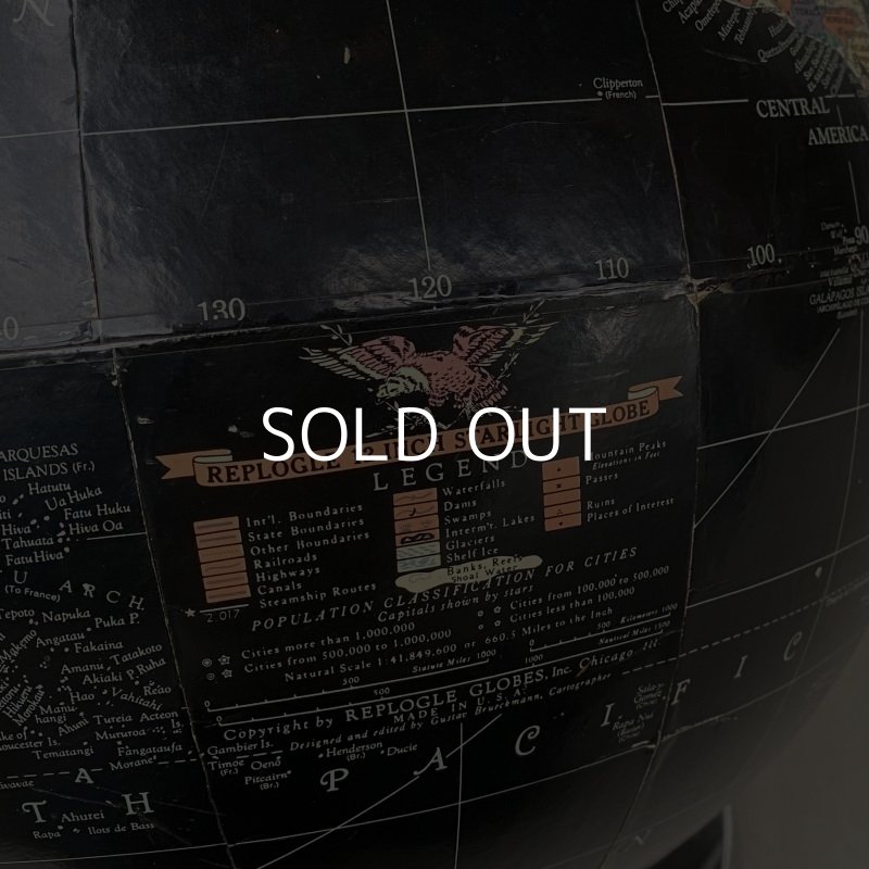 画像4: VINTAGE ANTIQUE REPLOGLE GLOBE BLACK OCEAN ヴィンテージ アンティーク 地球儀 ブラックオーシャン / コレクタブル 地図 インテリア 50' 黒色 店舗什器 アメリカ USA