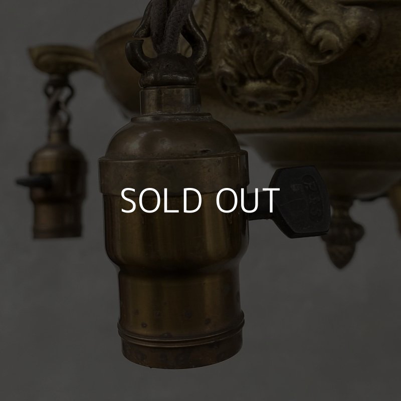 画像8: VINTAGE ANTIQUE ヴィンテージ アンティーク シャンデリア 吊り下げライト / 4灯 ライト シーリングライト ブラス 真鍮 天井照明 店舗什器 アメリカ USA  