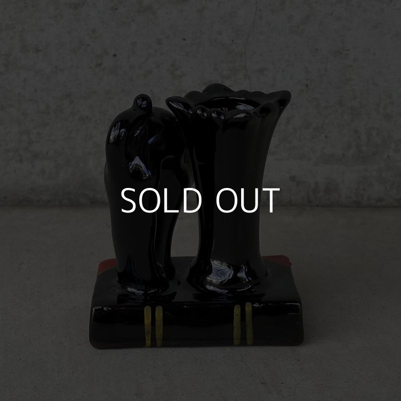 画像3: VINTAGE ANTIQUE CERAMIC PEN HOLDER BLACK CAT ヴィンテージ アンティーク セラミック ペンホルダー 黒猫 / コレクタブル オブジェ ディスプレイ 陶器 置物 輸出用