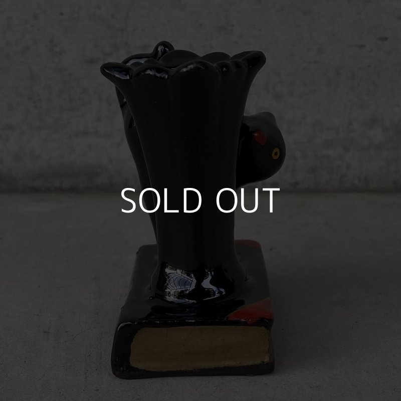 画像5: VINTAGE ANTIQUE CERAMIC PEN HOLDER BLACK CAT ヴィンテージ アンティーク セラミック ペンホルダー 黒猫 / コレクタブル オブジェ ディスプレイ 陶器 置物 輸出用