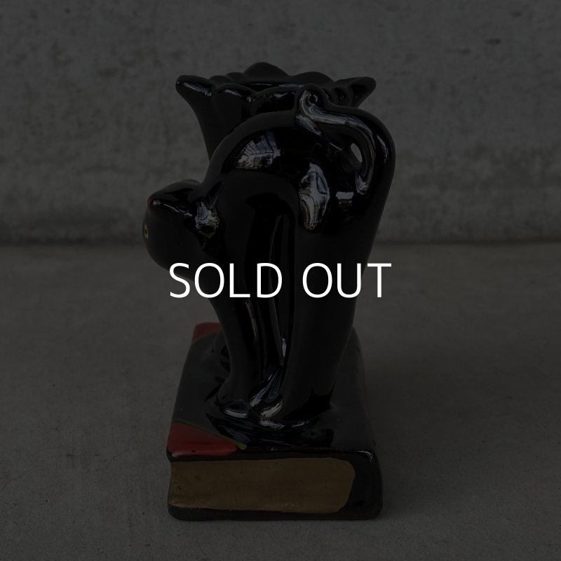 画像4: VINTAGE ANTIQUE CERAMIC PEN HOLDER BLACK CAT ヴィンテージ アンティーク セラミック ペンホルダー 黒猫 / コレクタブル オブジェ ディスプレイ 陶器 置物 輸出用