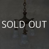 VINTAGE ANTIQUE LIGHT HUBBELL ヴィンテージ アンティーク シャンデリア 吊り下げライト  照明 / 3灯 ライト ランプ ペンダントライト オパールセント 天井照明 店舗什器 アメリカ USA 