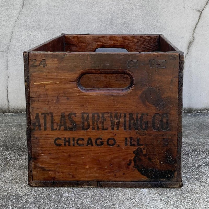 画像4: VINTAGE ANTIQUE WOOD CRATE WOODEN BOX  ATLAS BREWING CO. ヴィンテージ アンティーク ウッドボックス 木箱 / コレクタブル 収納 ケース ガレージ ガーデニング 店舗什器 アメリカ USA  (3)