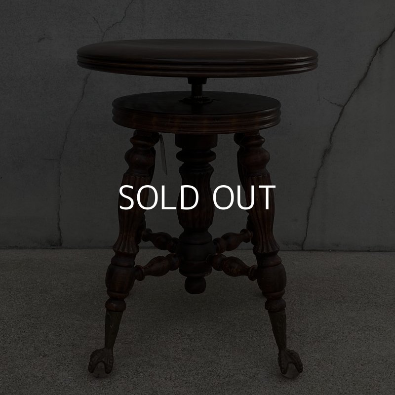 画像3: VINTAGE ANTIQUE PIANO CHAIR STOOL  ヴィンテージ アンティーク ピアノチェア スツール 椅子 / 回転いす ウッド 木製 家具 店舗什器 アメリカ (1)