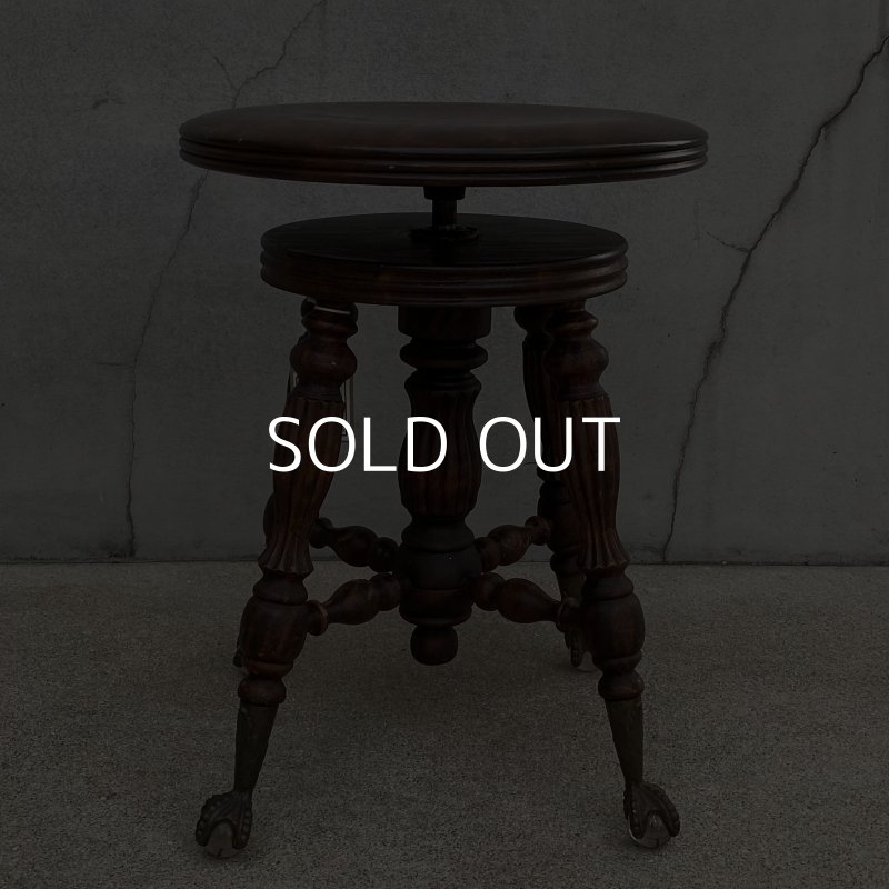 画像4: VINTAGE ANTIQUE PIANO CHAIR STOOL  ヴィンテージ アンティーク ピアノチェア スツール 椅子 / 回転いす ウッド 木製 家具 店舗什器 アメリカ (1)