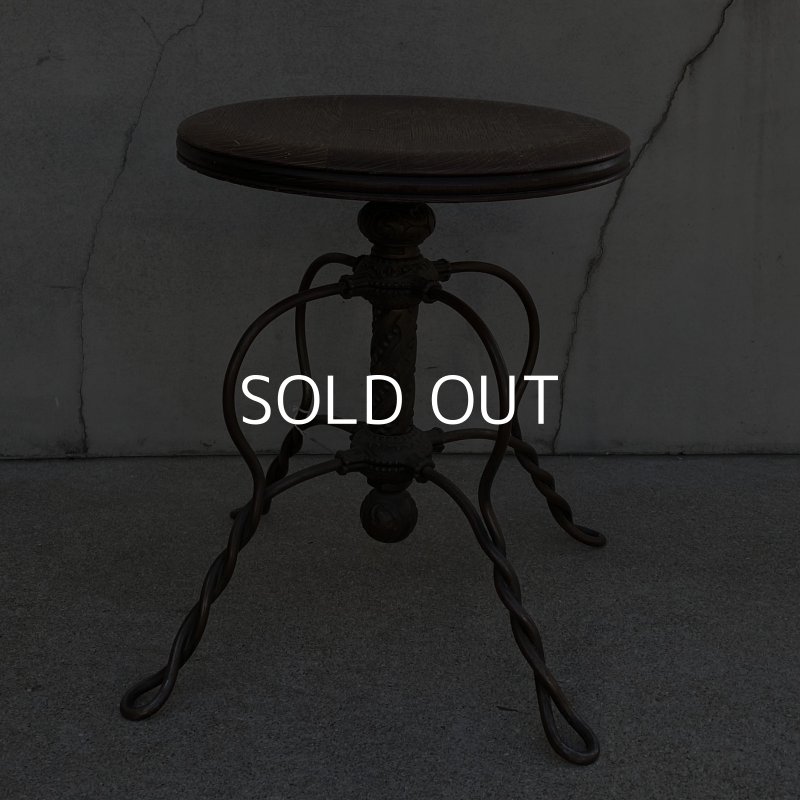 画像3: VINTAGE ANTIQUE TONK PIANO CHAIR STOOL  ヴィンテージ アンティーク ピアノチェア スツール 椅子 / 回転いす ウッド アイアン 木製 鉄 家具 店舗什器 アメリカ