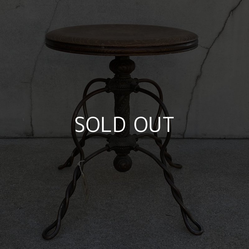 画像4: VINTAGE ANTIQUE TONK PIANO CHAIR STOOL  ヴィンテージ アンティーク ピアノチェア スツール 椅子 / 回転いす ウッド アイアン 木製 鉄 家具 店舗什器 アメリカ