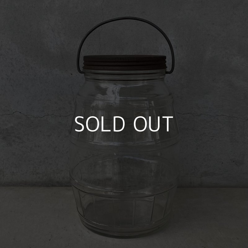 画像2: VINTAGE ANTIQUE GLASS JAR BARREL JAR ヴィンテージ アンティーク ガラスジャー バレルジャー 瓶 / ボトル ガラス 樽型 小物入れ 収納 店舗什器 アメリカ
