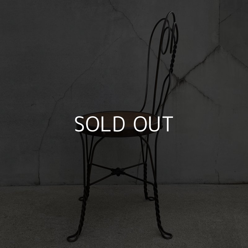 画像5: VINTAGE ANTIQUE ICE CREAM PARLOR CHAIR ヴィンテージ アンティーク アイスクリームパーラーチェア 椅子 / ウッド アイアン 木製 家具 店舗 什器 アメリカ USA (3)