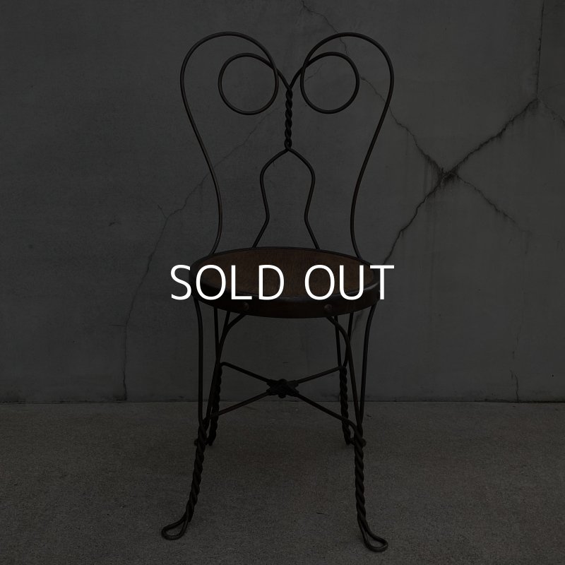 画像2: VINTAGE ANTIQUE ICE CREAM PARLOR CHAIR ヴィンテージ アンティーク アイスクリームパーラーチェア 椅子 / ウッド アイアン 木製 家具 店舗 什器 アメリカ USA (3)