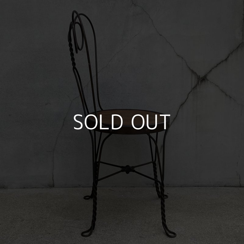 画像4: VINTAGE ANTIQUE ICE CREAM PARLOR CHAIR ヴィンテージ アンティーク アイスクリームパーラーチェア 椅子 / ウッド アイアン 木製 家具 店舗 什器 アメリカ USA (3)