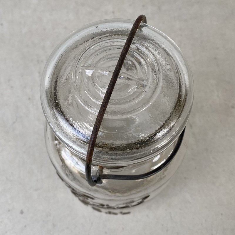 画像5: VINTAGE ANTIQUE BALL IDEAL JAR ヴィンテージ アンティーク ボール ジャー ガラス瓶 アメリカ / ワイヤー付き クリアー ディスプレイ ボトル 小物入れ 収納 店舗什器 (7)