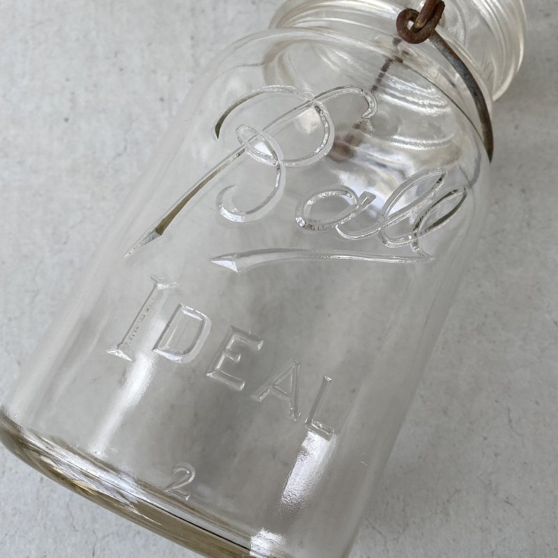 画像9: VINTAGE ANTIQUE BALL IDEAL JAR ヴィンテージ アンティーク ボール ジャー ガラス瓶 アメリカ / ワイヤー付き クリアー ディスプレイ ボトル 小物入れ 収納 店舗什器 (6)