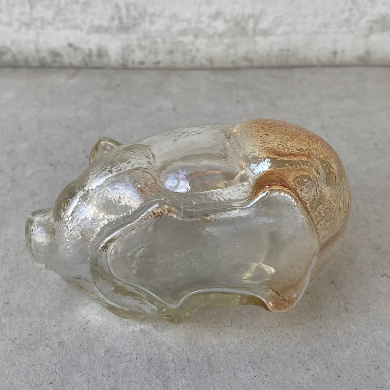 画像7: VINTAGE ANTIQUE PIGGY BANK ヴィンテージ アンティーク コインバンク 貯金箱 豚 ブタ / アドバタイジング コレクタブル オブジェ 企業物 アンバー ガラス 置物 アメリカ (3)