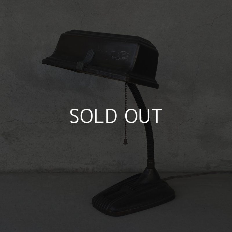画像1: VINTAGE ANTIQUE DESKLAMP ヴィンテージ アンティーク デスクランプ スタンドライト 卓上ライト テーブルランプ 照明 / グースネック アイアン 鉄 店舗什器 アメリカ
