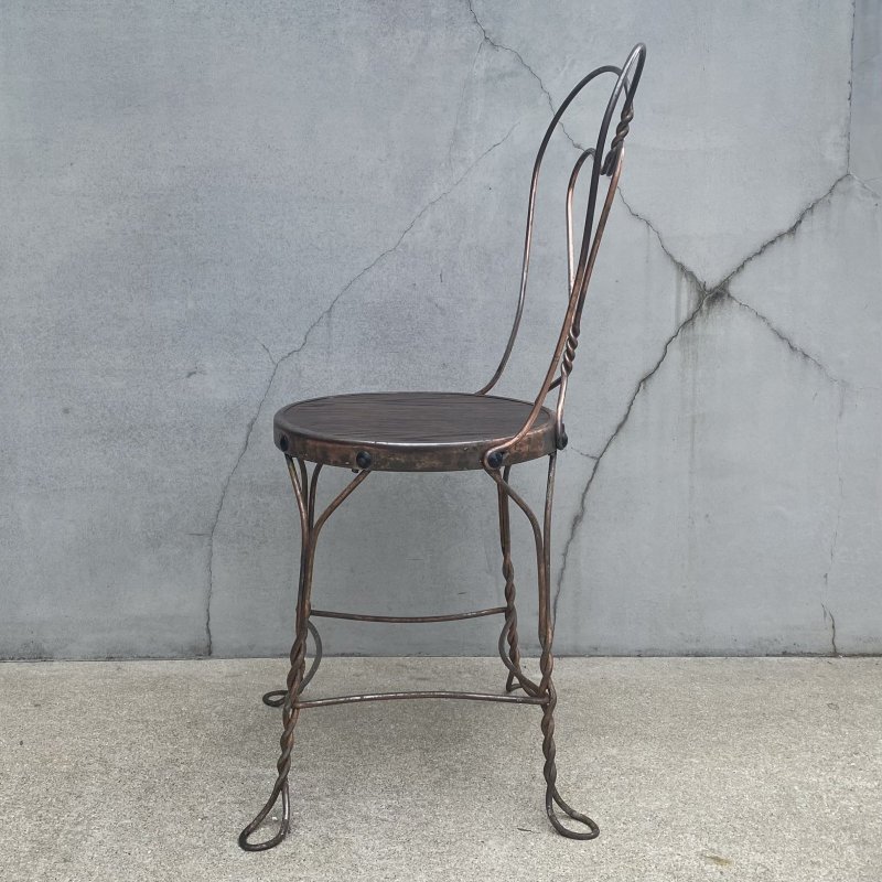 画像5: VINTAGE ANTIQUE ICE CREAM PARLOR CHAIR ヴィンテージ アンティーク アイスクリームパーラーチェア 椅子 / ウッド アイアン 木製 家具 店舗 什器 アメリカ USA (6)