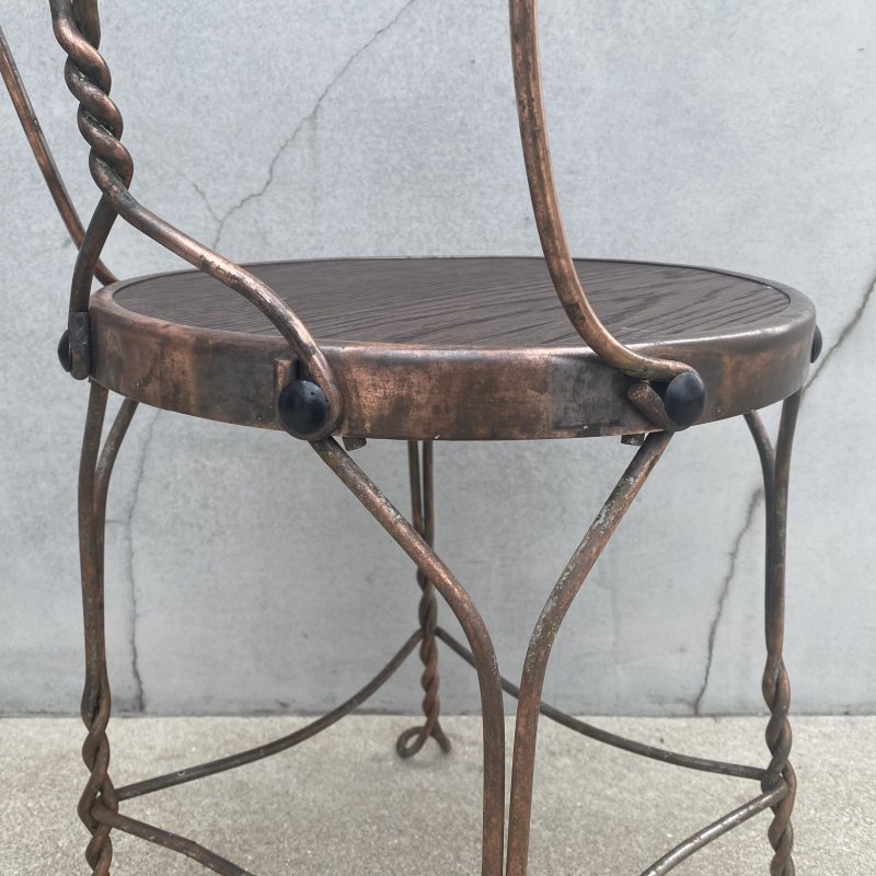 画像10: VINTAGE ANTIQUE ICE CREAM PARLOR CHAIR ヴィンテージ アンティーク アイスクリームパーラーチェア 椅子 / ウッド アイアン 木製 家具 店舗 什器 アメリカ USA (6)