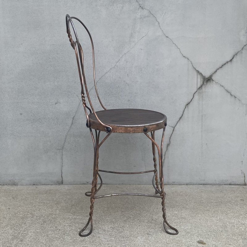 画像4: VINTAGE ANTIQUE ICE CREAM PARLOR CHAIR ヴィンテージ アンティーク アイスクリームパーラーチェア 椅子 / ウッド アイアン 木製 家具 店舗 什器 アメリカ USA (5)