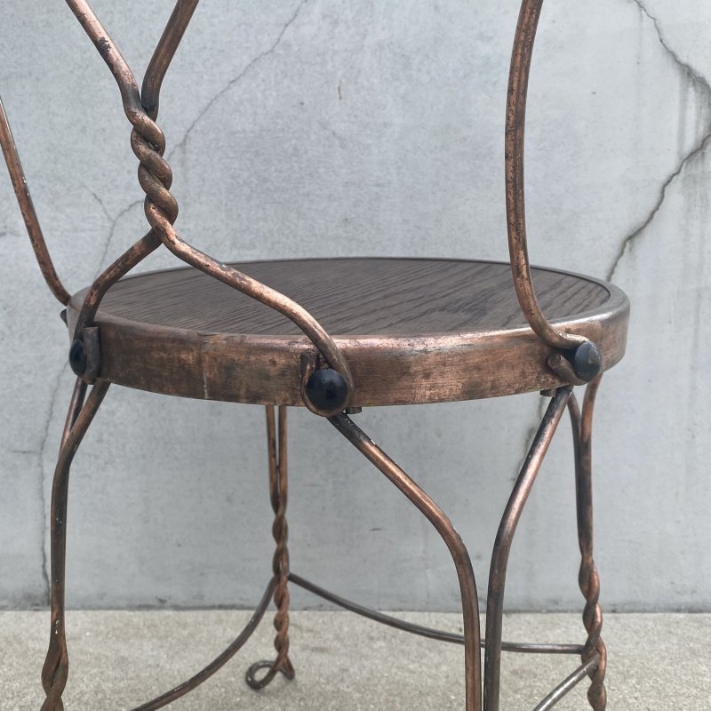 画像9: VINTAGE ANTIQUE ICE CREAM PARLOR CHAIR ヴィンテージ アンティーク アイスクリームパーラーチェア 椅子 / ウッド アイアン 木製 家具 店舗 什器 アメリカ USA (5)