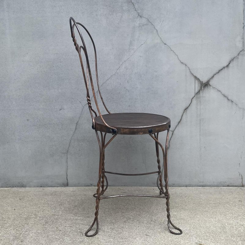 画像4: VINTAGE ANTIQUE ICE CREAM PARLOR CHAIR ヴィンテージ アンティーク アイスクリームパーラーチェア 椅子 / ウッド アイアン 木製 家具 店舗 什器 アメリカ USA (6)