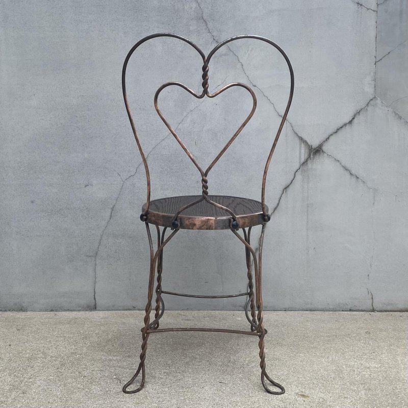 画像3: VINTAGE ANTIQUE ICE CREAM PARLOR CHAIR ヴィンテージ アンティーク アイスクリームパーラーチェア 椅子 / ウッド アイアン 木製 家具 店舗 什器 アメリカ USA (6)