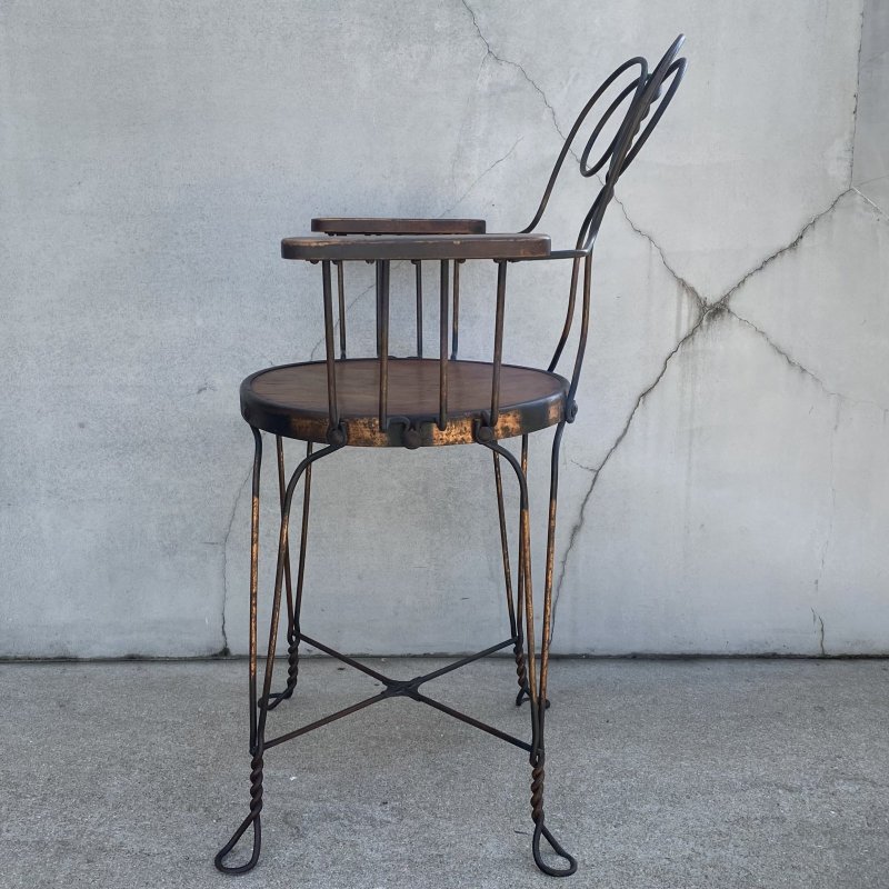 画像4: VINTAGE ANTIQUE ICE CREAM PARLOR CHAIR CHICAGO WIRE CHAIR CO. JAPANNED ヴィンテージ アンティーク アイスクリームパーラーチェア ジャパンド ジャパンカラー 椅子 / コレクタブル ウッド アイアン 木製 家具 店舗 什器 アメリカ USA 