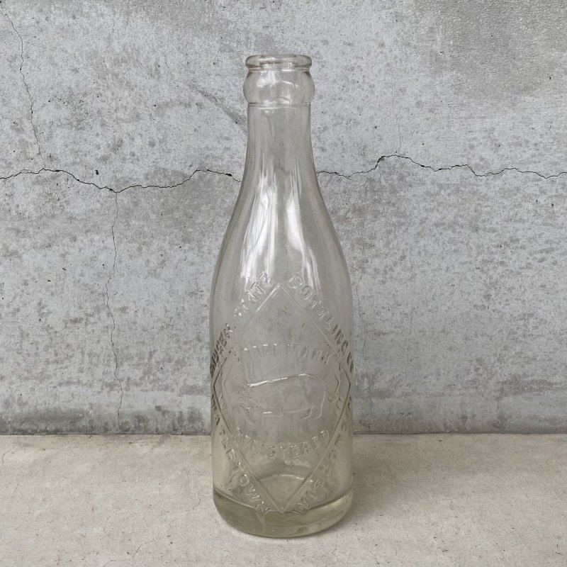 画像1: VINTAGE ANTIQUE BOTTLE BADGER STATE CO. ヴィンテージ アンティーク ガラス瓶 ガラスボトル  / ガラス ディスプレイ インテリア 花瓶  アメリカ USA (3)