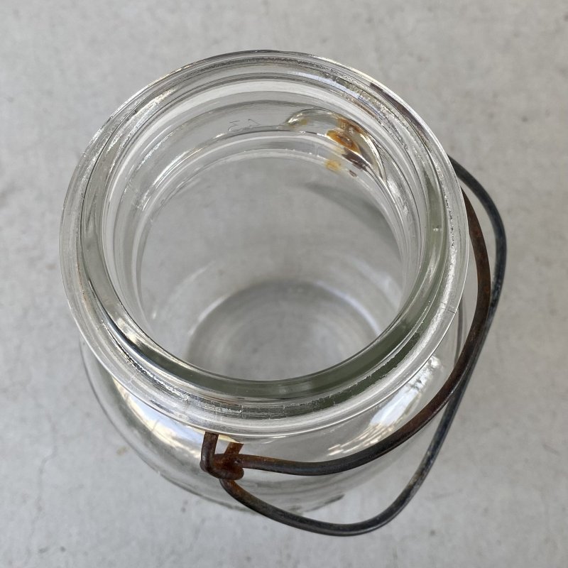 画像7: VINTAGE ANTIQUE BALL IDEAL JAR ヴィンテージ アンティーク ボール ジャー ガラス瓶 アメリカ / ワイヤー付き クリアー ディスプレイ ボトル 小物入れ 収納 店舗什器 (8)