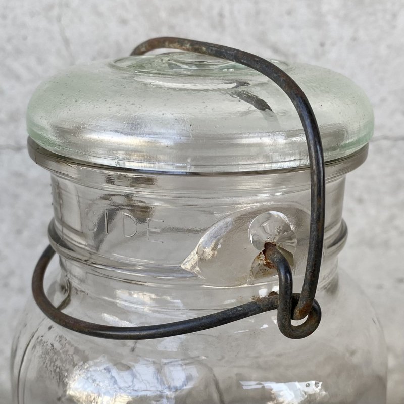画像9: VINTAGE ANTIQUE BALL IDEAL JAR ヴィンテージ アンティーク ボール ジャー ガラス瓶 アメリカ / ワイヤー付き クリアー ディスプレイ ボトル 小物入れ 収納 店舗什器 (5)