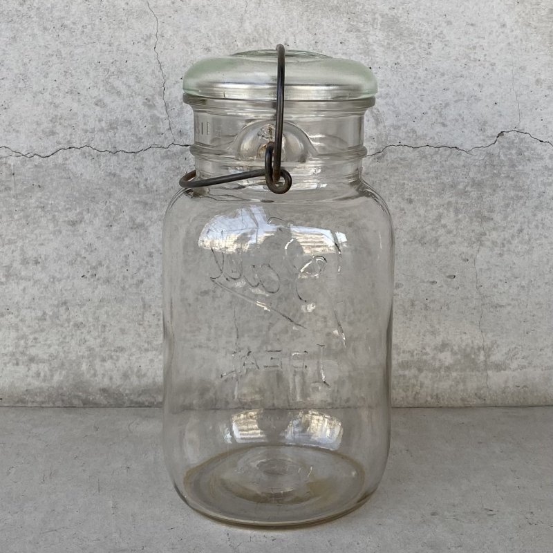 画像2: VINTAGE ANTIQUE BALL IDEAL JAR ヴィンテージ アンティーク ボール ジャー ガラス瓶 アメリカ / ワイヤー付き クリアー ディスプレイ ボトル 小物入れ 収納 店舗什器 (5)