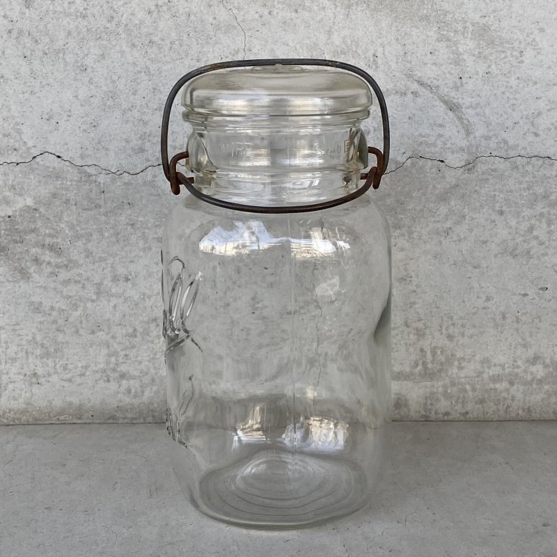 画像4: VINTAGE ANTIQUE BALL IDEAL JAR ヴィンテージ アンティーク ボール ジャー ガラス瓶 アメリカ / ワイヤー付き クリアー ディスプレイ ボトル 小物入れ 収納 店舗什器 (8)