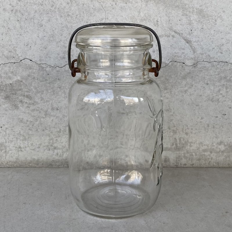 画像3: VINTAGE ANTIQUE BALL IDEAL JAR ヴィンテージ アンティーク ボール ジャー ガラス瓶 アメリカ / ワイヤー付き クリアー ディスプレイ ボトル 小物入れ 収納 店舗什器 (8)