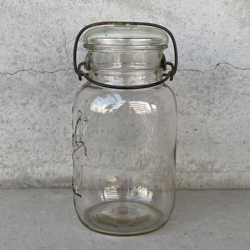 画像4: VINTAGE ANTIQUE BALL IDEAL JAR ヴィンテージ アンティーク ボール ジャー ガラス瓶 アメリカ / ワイヤー付き クリアー ディスプレイ ボトル 小物入れ 収納 店舗什器 (5)