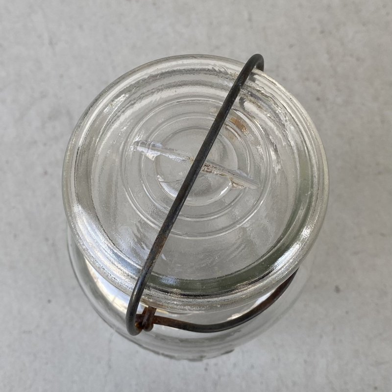 画像5: VINTAGE ANTIQUE BALL IDEAL JAR ヴィンテージ アンティーク ボール ジャー ガラス瓶 アメリカ / ワイヤー付き クリアー ディスプレイ ボトル 小物入れ 収納 店舗什器 (8)