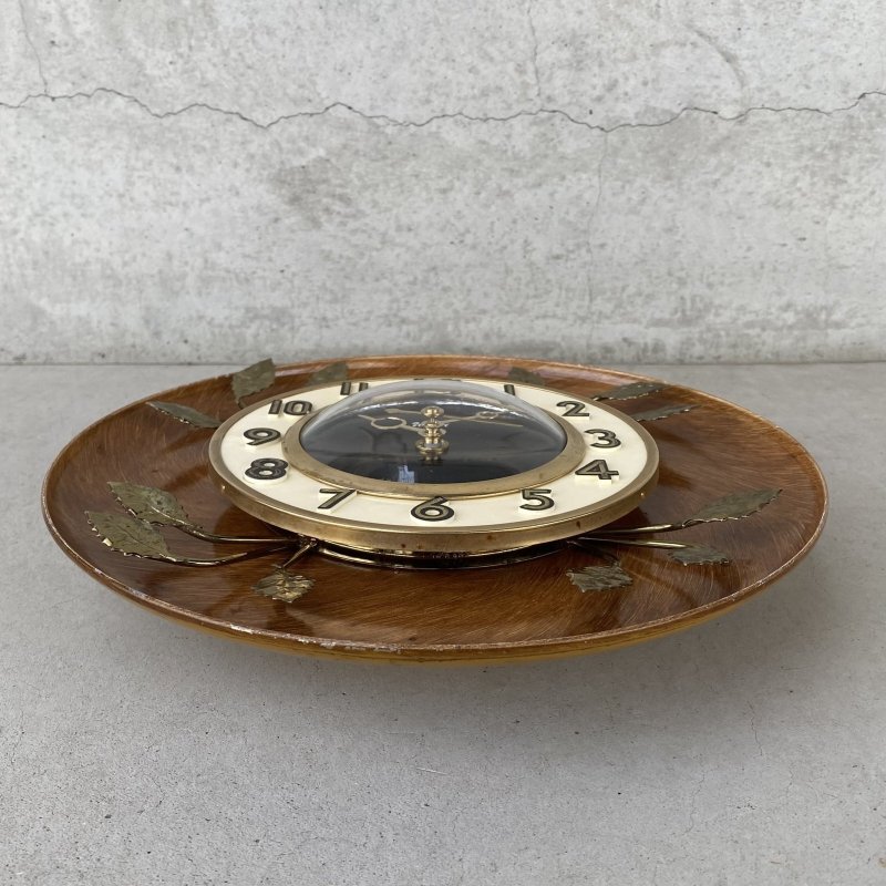 画像3: VINTAGE ANTIQUE WALL CLOCK UNITED ヴィンテージ アンティーク ウォールクロック 壁掛け時計 / インテリア ミッドセンチュリー リーフ 葉っぱ ブラウン 茶色 店舗什器 アメリカ USA
