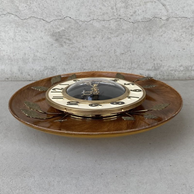 画像6: VINTAGE ANTIQUE WALL CLOCK UNITED ヴィンテージ アンティーク ウォールクロック 壁掛け時計 / インテリア ミッドセンチュリー リーフ 葉っぱ ブラウン 茶色 店舗什器 アメリカ USA